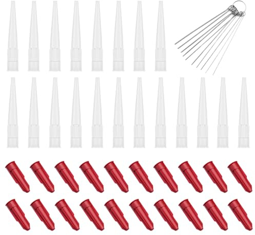 40 Pack Sealant Nozzle Caps and Cartridge Tips Set for Caulking Guns | Includes 10 Cleaning Needles for Clearing Cured Residue, Helps Keep Opened Tubes Airtight Between Household Repair Jobs