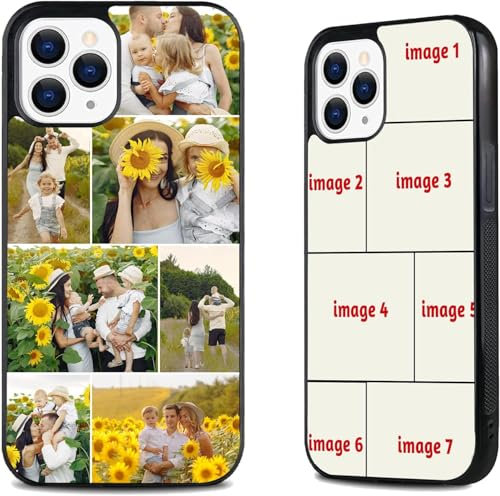 EKAM Personalised Phone Case For Apple iPhone 17, 16, 15, 14, Pro, Max, Mini, Plus 13, 12, 11, X, XS, XR, SE, 8, 7 - Custom Photo Shockproof TPU Back Cover, Personalize Image Collage Layout (7 Images)