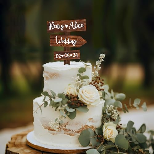 Party to Be Rustikale Holz Hochzeit Cake Topper Personalisiert Hochzeitstorte Deko Custom Braut und Bräutigam Tortenstecker mit Namen