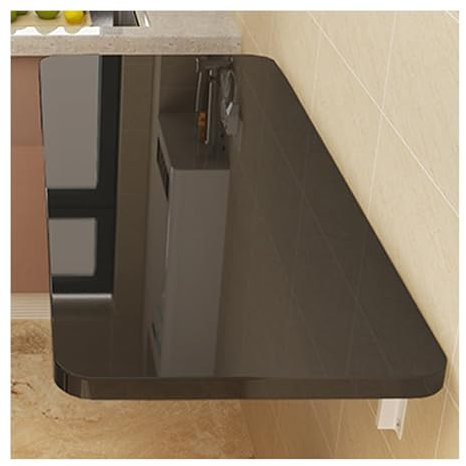 YFAURNDE Wandklapptisch küche,Wand Klappbar Regal,Tisch Wand klappbar,klappbarer wandtisch,Schreibtisch klappbar Wand,Arbeitsplatte aus Klavierlack,Stabile Halterung(Black,60 * 40cm/23.62 * 15.75in)
