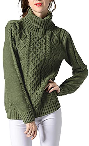 Damen Pullover, Oversize Pullover Damen Rollkragen Langarm Grobstrickpullover Damen Zopfmuster Pullover Damen Warme Elegant Pullover Damen Norweger Pullover Damen Rolli