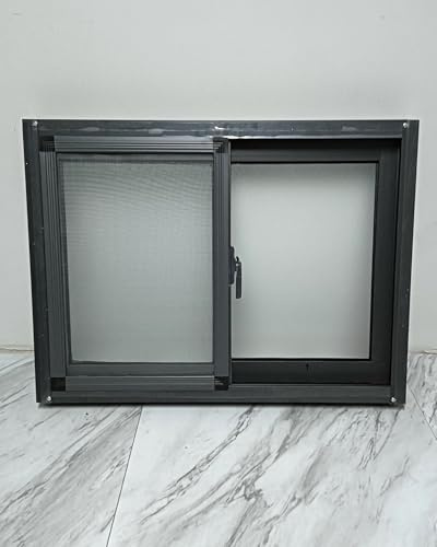 Schiebefenster Ersatzfenster Klein/groß mit Hardware-Kit, Verriegelung Von Oberlichtfenstern für Hühnerställe/Wohnmobile/Schuppen, für Den Innen- und Außenbereich(WxH 38x12in/95x30cm)