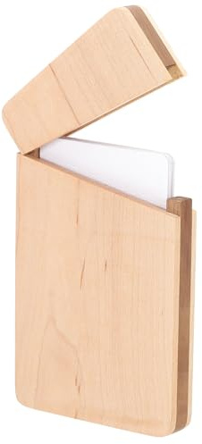 PATIKIL Holz Visitenkartenhalter, Holz Visitenkartenetui Tasche Namenskartenhalter Organizer mit Magnetverschluss für Männer, Ahornfarbe
