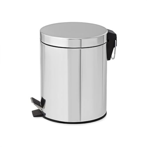 PALUPLUS Cestino da Bagno in Metallo con Coperchio, Misura 21x24 cm e Capacità 3 Litri, Pedale Apertura Automatica, Pattumiera con Secchio Estraibile per salviette, cosmetici -2116F