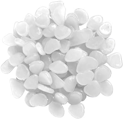 Pietre Luminose da Giardino 300 Pezzi, Sassi da Giardino, Decorative Sassi Luminosi, Brillanti Ciottoli, Pietre Luminosi per Acquario Prati Terrazza, Sassi Decorativi per Vasi, Pietra Luminosa Bianco