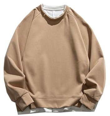 Seiizaa Sudadera Hombre Otoño Cuello Redondo Sudadera Prendas De Abrigo Estilo Hong Kong Camiseta De Manga Larga-Brown-L