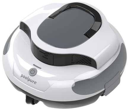 POOLPURE Cordless Robotic Pool Cleaner, 120Min Runtime, Dual 30W Motors, 5000mAh Battery, IPX8 Waterproof, Self-Parking, for Above Ground & In-Ground Pools up to 1000 Sq.Ft