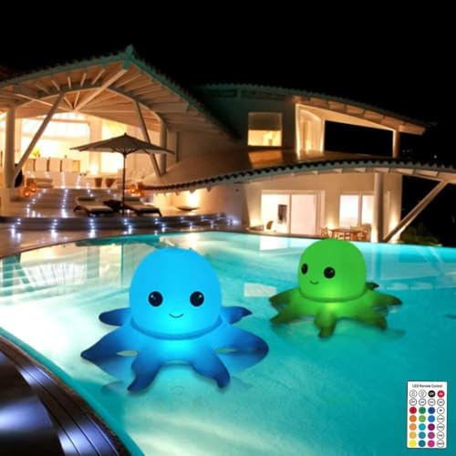 Hawofly 2 PCS Floating Pool Lights,Solar Floating Pool Light,IP68 Waterproof RGB 16 Color Changing Inflatable Glowing Globe Lights,Use for Beach,Garden,Wedding,Party,Hot Tub,Christmas Decoration