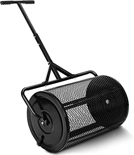 Kompoststreuer mit verstellbarem Griff, 61 cm, für Rasen und Garten, Torf und Mist mit Drahtgeflecht-Düngerstreuer