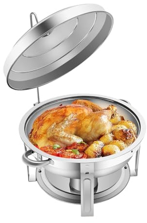 MccoMMon 7,5 Liter Edelstahl Warmhalteschale Suppentopf, Edelstahl Teetablett, runder Buffet Warmhalteschale Suppentopf, aufhängbar, geeignet für Catering, Buffets und Bankette