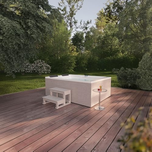Home Deluxe - idromassaggio esterno Nimbus Pure - senza scala e copertura termica - Dimensioni: 190 x 140 x 70 cm - Include riscaldamento, 18 getti massaggianti I Vasca idromassaggio esterna per 2