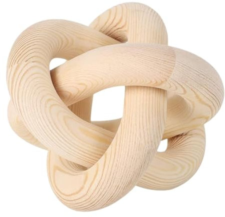 Decorazioni a catena in legno Boho - Accento del nodo in legno, scultura di collegamenti rustici | Tavolino per ornamenti per collegamenti intagliati, anello di decorativo, shelf -shelf naturale