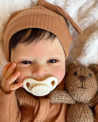 BNNPUU Reborn Puppen Lebensecht 19 Zoll Realistische Babypuppen Niedliche Newborn Mädchen Weiches Vinyl Neugeborene Real Life mit Süßem Lächeln Baby Puppe Offene Augen