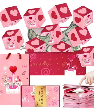 Fonyiunce Explosion Box, Caja de Regalo de Explosión Emergente, C-aja de Regalo Sorpresa, DIY Explosión Caja de Regalo, Explosio Box Creativa, para Cumpleaños, Aniversario, Navidad, Día Madre