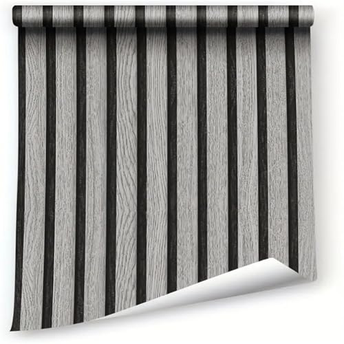 FACAIIO Autocollant 3D effet panneau de bois autocollant mural PVC faux lambris bois lambris rouleau 0,45 x 5 m pour décoration de salon chambre à coucher