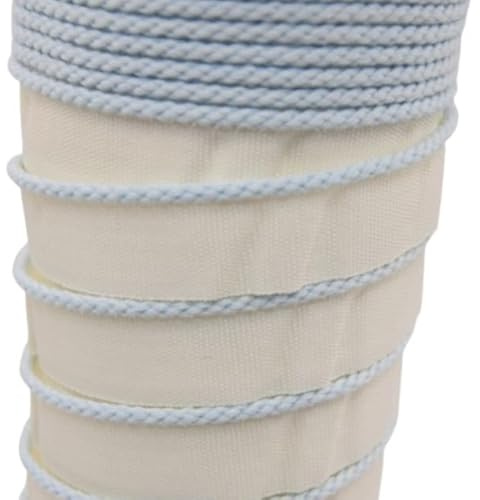 Upholstery Piping Cord with Flange, 3mm, Pale Blue Cotton with White Flange, (Sky Blue, 3 Metre)