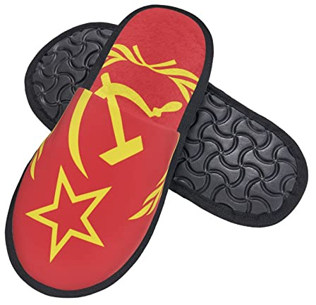 Slippers Corona Di Falce E Martello, Bandiera Sovietica Eleganti Pantofole Moda Scarpe Di Cotone Per Esterno Invernale Hotel