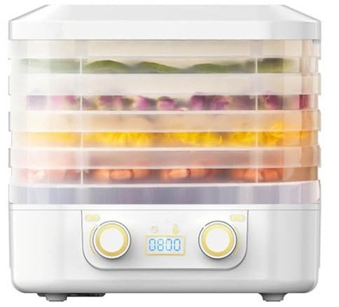 QSWLHLYY Deshidratador De Alimentos, Deshidratador para Alimentos Y Cecina con 5 Bandejas Ajustables, Temporizador De 48 H Y Control De Temperatura (35-70 °C) para Carne, Frutas Y Verduras White