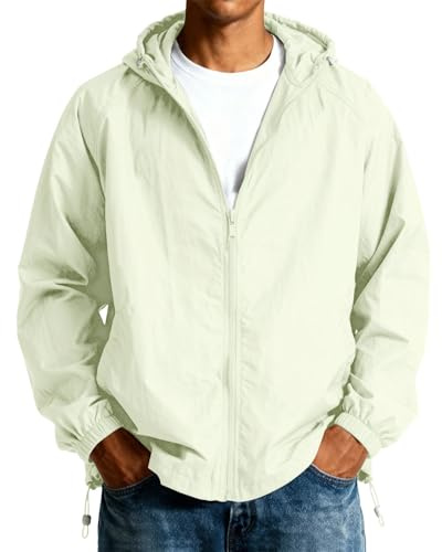 DUHGBNE Giacca Uomo Primaverile Giacca Mezza Stagione Uomo Giubbotto Leggero Lunga Maniche con Zip Casual Giubbotto Estivo e Tasche Bomber Jacket con Cappuccio Antivento Sportiva Giubbino