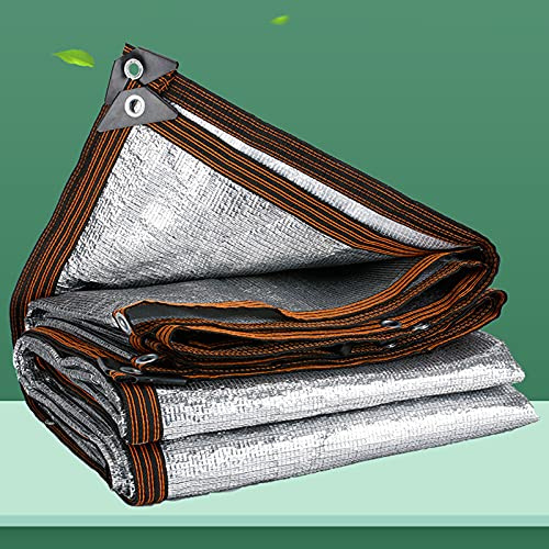 Reflective Shade Cloth 99% Aluminum Foil Net, Heat Insulation Fabric Water Air Permeable Mesh Tarp for Greenhouse Sun Room Roof Car Cover Anti-Aging