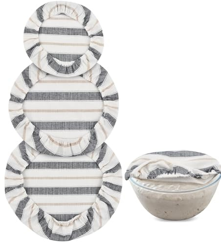 3 PCS Bread Proofing Cover, Elastic Bowl Covers Set, 8/10/12in Three Sizes of Fermentation Lids, Bread Proofing Basket Cloth Liner,Reusable Bowl Covers,for Rising Dough,Bread Baking