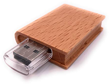 H-Customs Holz Buch Tagebuch Lesen USB Stick 32 GB Speicher USB 2.0