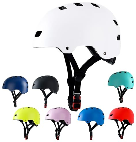 Bike Helmet 3 Sizes for Teenager Kids Youth Adults,Bavilk Skateboard Helmet Adjustable Multi-Sport Bicycle Cycling Scooter Roller Skate Inline Skating Rollerblading for Girls Boys Women Men Teen