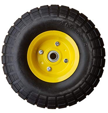 FROSAL Sackkarrenrad PU Rad Bollerwagen Ø 260 mm 4.10/3.50-4 | Ersatzrad Reifen Sackkarre | Achse 16 mm | Pannensicher Kugellager | Stahlfelge Gelb