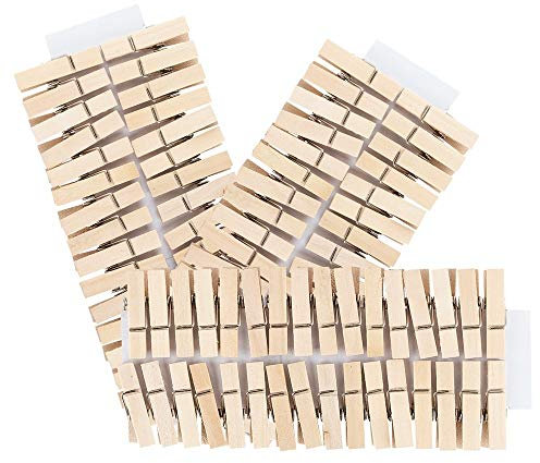 Ideen mit Herz Mini-Holzklammern | 100 Stück | kleine Wäscheklammern | 3,5 cm hoch | für Fotos auf Kordel-Band, Fotowand, Adventskalender, Wimpelkette, DIY Geldgeschenke, Deko für Weihnachten (Natur)