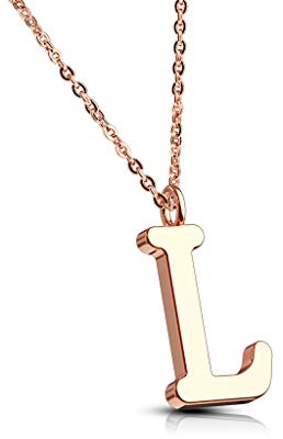 Bungsa Damen-Kette BUCHSTABEN A-Z in Silber oder Rosegold - Alphabet Halskette mit Anhänger - aus Edelstahl - Halschmuck für Damen, Kinder & Herren - A B C D E F G H I J K L M N O P R S T U V W Z