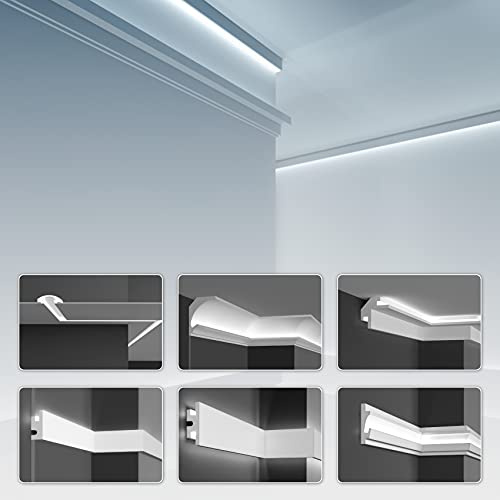 LED Einbauprofil aus Styropor mit Hartbeschichtung, Trockenbau Stuckleisten (1.15 Meter KD302) Trockenbauprofil Schattenfuge Decke Rigips indirektes Licht