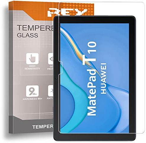 REY Pack 2X Bildschirmschutz aus gehärtetem Glas für Huawei MATEPAD T 10 - Huawei MATEPAD T10s 10,1, Schutzfolie, Displayschutzfolie 9H+ Härte, Anti-Kratzen-Öl-Bläschen