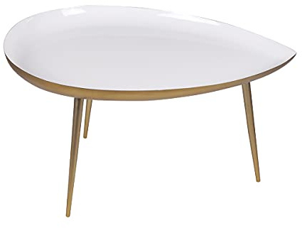 Miliboo Table Basse Design en Acier laqué Blanc et doré L80 cm Drop
