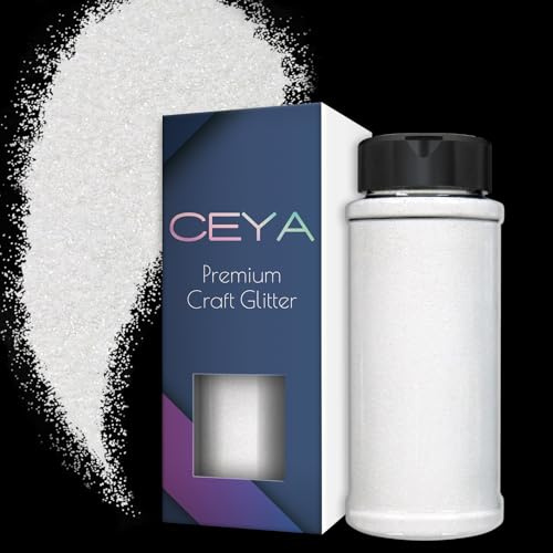 Ceya 100 g ultrafint glitterpulver pärla vitt glitter 1/127 tum 0,2 mm för slime epoxiharts hantverk tumlare smycken nagelkonst festival smink klippbok målning bröllopskort