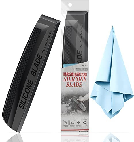 Ehdis Car Squeegee, Soft with Silicone Lip, Water Squeegee for Shower, Mirror, Window and Car, Window Wiper - with Extra Microfibre Cloth