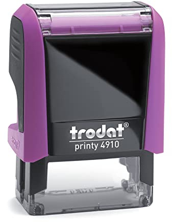 Trodat Printy 4910 - fuchsiapink - mit Wunschtext personalisierbarer Namensstempel, Firmenstempel oder Textstempel - 2 Zeilen - 26x9mm