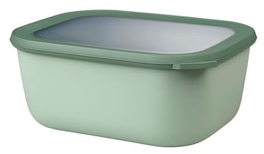 Mepal Multi Bowl Cirqula Rectangular - Mikrowellen Geschir - Geeignet als Luftdichte Aufbewahrungsbox für den Kühlschrank, Mikrowellengeschirr & als Frischhaltedosen - 3000 ml - Nordic sage