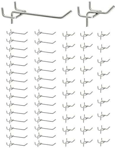 QWORK® 60X ganci per pannello forato portautensili, ganci da parete per attrezzi per espositori di vendita (5 cm, 10 cm)