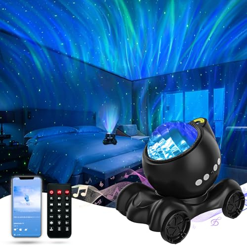 ENOKIK Northern Light Projector, Aurora Star Projector Built-in Bluetooth Speaker, White Noise Machine for Kids Adults, Galaxy Light for Bedroom/Ceiling/Party/Gift (Black)