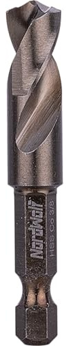 NordWolf 3/8 M35 Cobalt Stubby Drill Bit for Stainless Steel & Hard Metals, with 1/4 Hex Shank for Quick Chucks & Impact Drivers