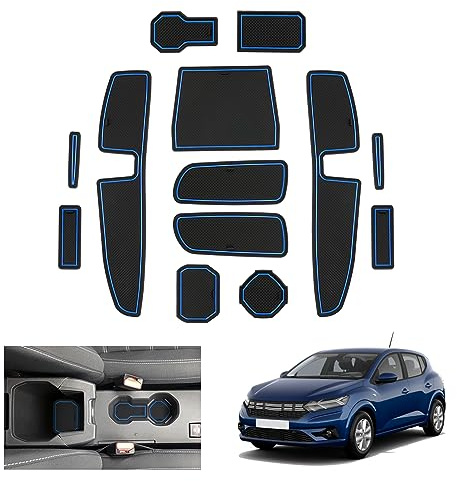 GAFAT Dacia Sandero 3/ Sandero Stepway III 2025 2026-2021 Antirutschmatten, Sandero 2025 Gummimatten, Mittelkonsole Matten, Türnaht Matten, Dacia Sandero 3 Zubehör (Blau)