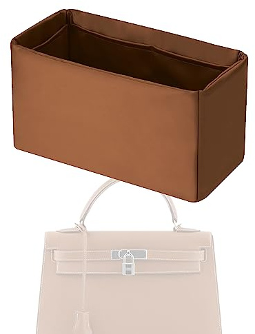 XYJG Seide Handtasche Einsatz Organisator für Hermes Kelly Pochette/Mini/20/25/28/32/35/40 Taschen, Luxuriöser Tasche Tote Einsatz, Behalten Sie die Form der Tasche bei(KL25,Gold)