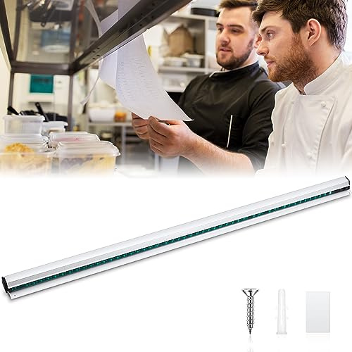 Irenare 1 Pcs Ticket Holder for Restaurants 36/48/60 Ticket Check Rack Order Holder Rail Display Slide Rack for Commercial Kitchens Cafes Pubs Bars Display Paintings Posters Charts (36 Inch,Silver)