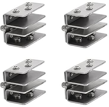 METALLIXITY Verre Porte Charnière, (8mm-10mm Verre Épaisseur) 4pcs, Verre Charnière Pinces - pour Vin Cabinet affiche Cabinet Salle Bain Portail