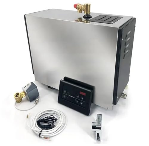 TAHALI Kit générateur de Vapeur Domestique 220 V, idéal pour Sauna/Douche/Bain/Spa, avec système d'auto-Drainage, contrôleur numérique LED 25-55 ℃,4500W