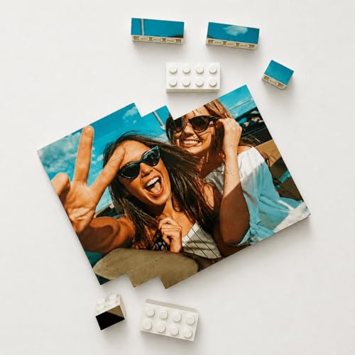 Q-BRICKS | Puzzlesteine | Personalisierte Bausteine mit Foto und Text | 12,8 cm (Breite) × 10,5 cm (Höhe) × 1,5 cm (Dicke) | 49 STK.