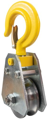 KCNOFNC Rouleau de déviation de 3 tonnes avec roulement à billes et crochet, poulies pour câbles en acier de 17 mm, pour treuil à câble, accessoires forestiers