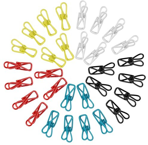 30 Stück Wäscheklammern Edelstahl,Wäscheklammer aus Metall,Wäscheklammern in bunten Farben,Bunte Klammern,für Handtuch Kleidung Socken Office Dateien Lebensmittel Versiegelung