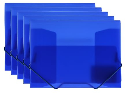 Gummizugmappe A5, durchscheinend, 100 % recycelbar, Quartilgröße, ideal für Rechnungen, Quittungen usw., robuster runder Gummizugverschluss, 51015 (5, Blau)