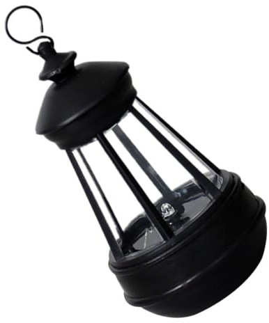 Mikikit Solar Laterne für Außen Hängend - Kleine Vintage Solarlaterne Schwarz für Garten Deko, Balkon & Terrasse - Wetterfeste LED Solarleuchte als Tischdeko oder Grablaterne